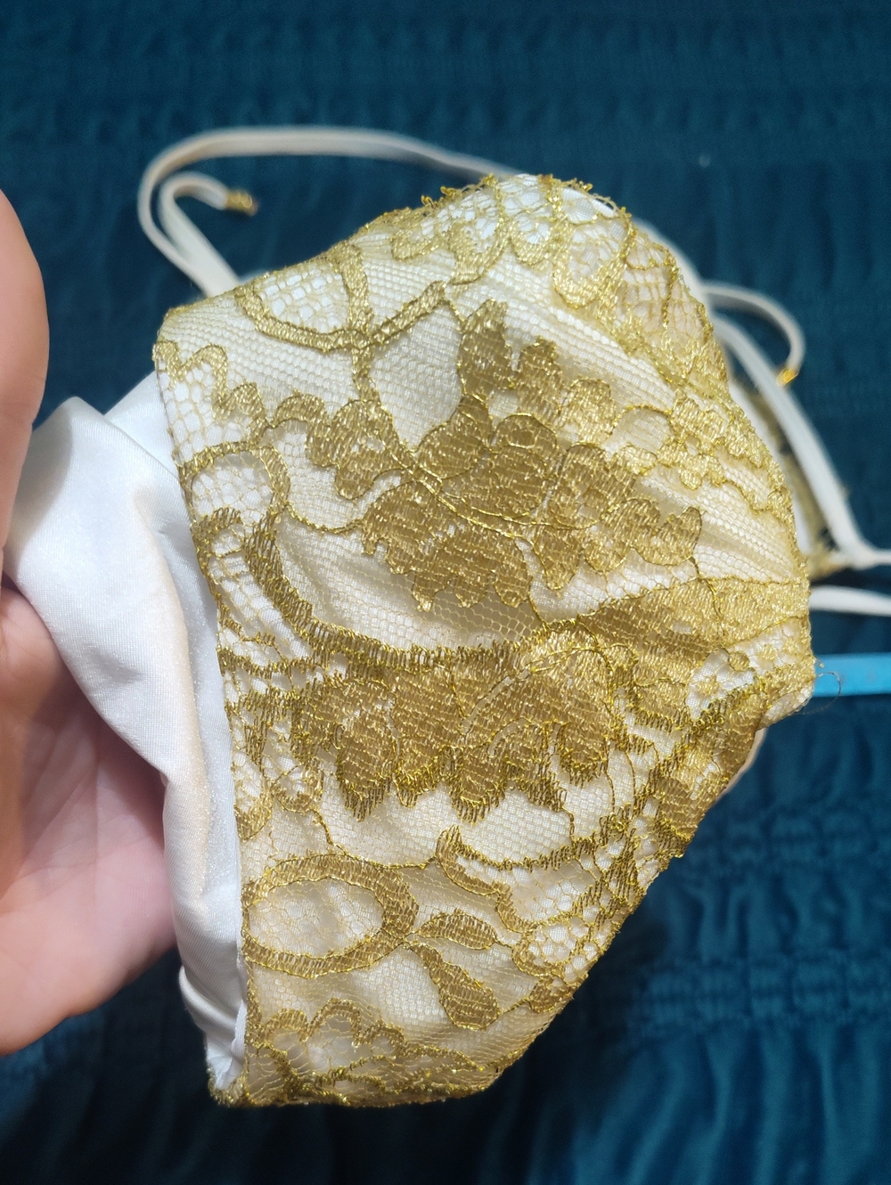 Beach Bunny White & Gold Lace Strappy Bikini - Picture 5 of 11